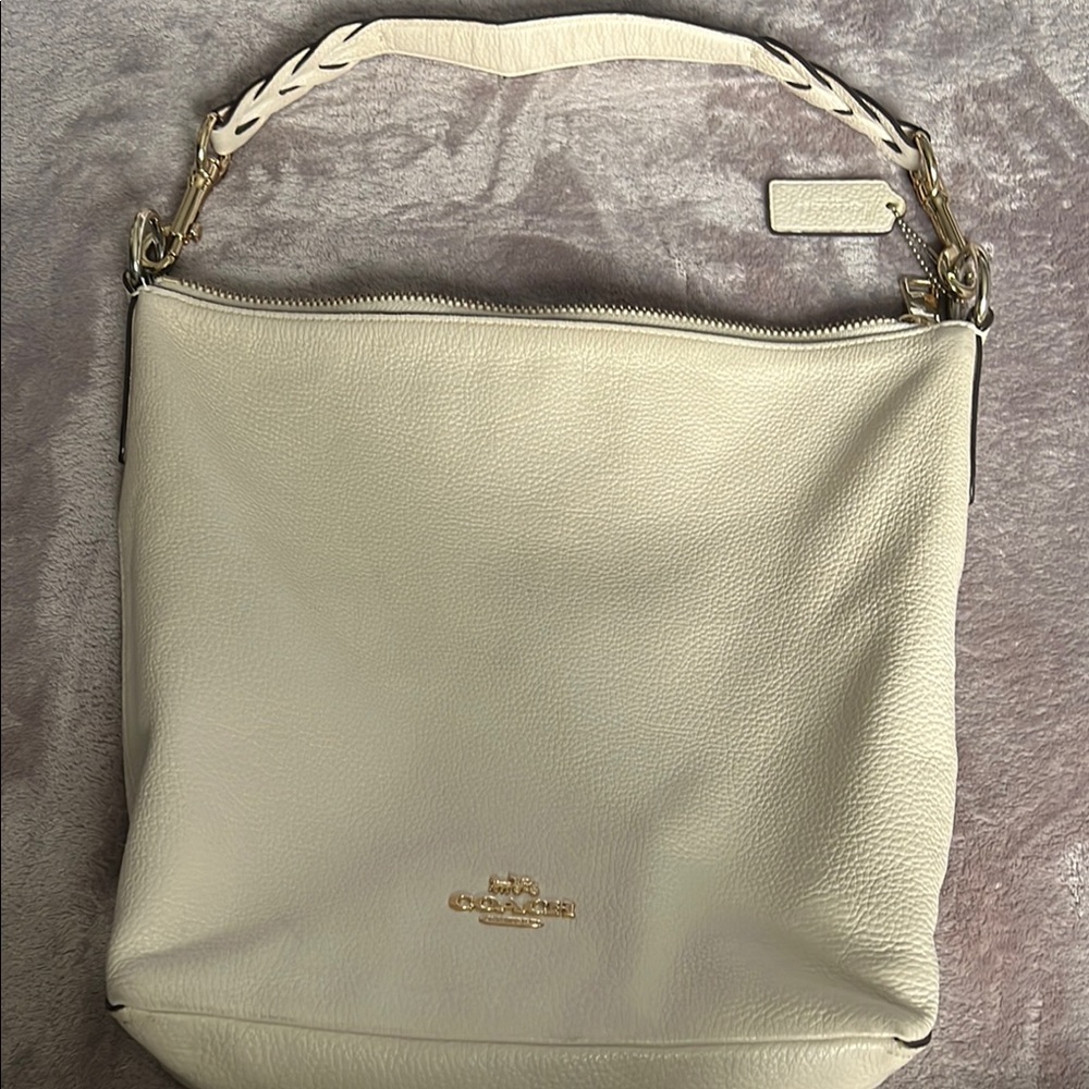Coach Cream Shoulder Bag with Chain Strap